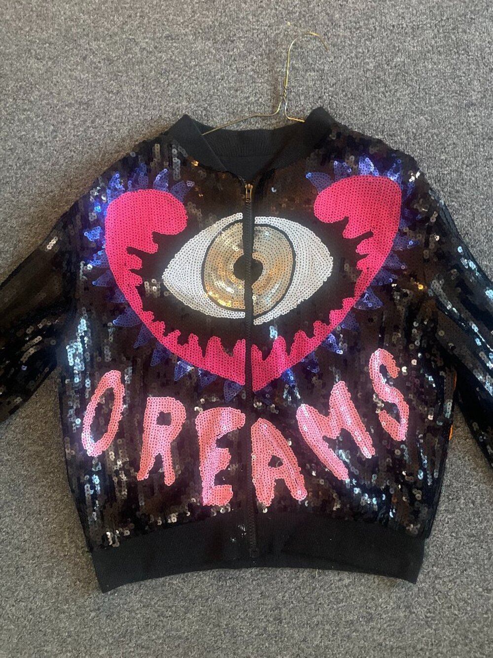 Sequins Hoodie with ILLUMINATI EYE Design Unbranded from Italy